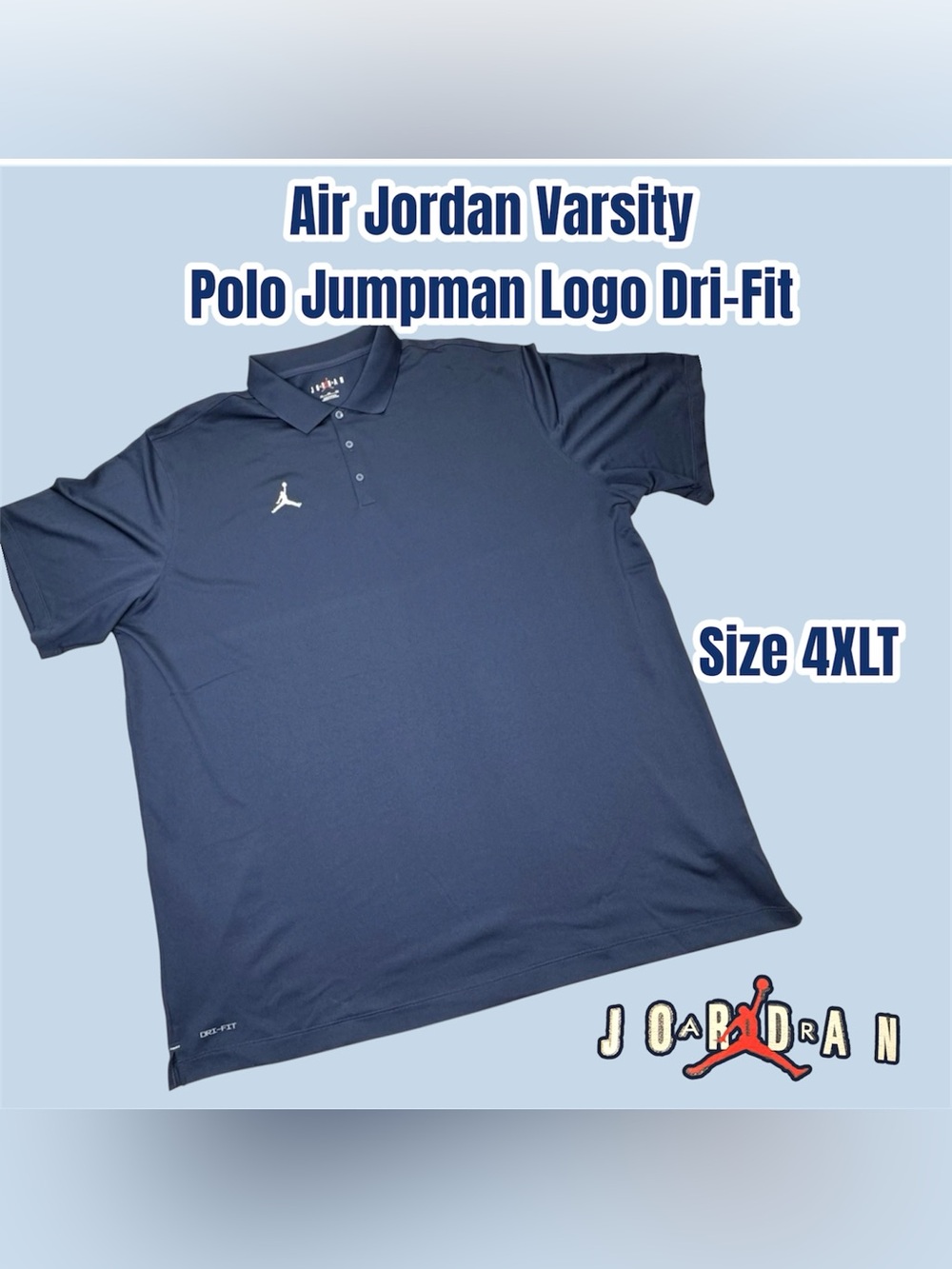 Air Jordan Varsity Polo Jumpman Dri-Fit Polo - Size 4XLT (Navy), NWT